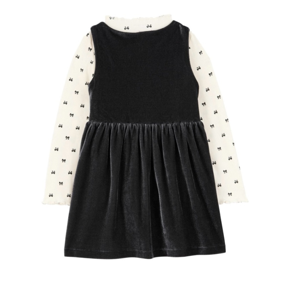 Carter’s Adorable Black Dress With White Long Sleeve Top Girls Set 3 Pieces - Picture 7 of 13